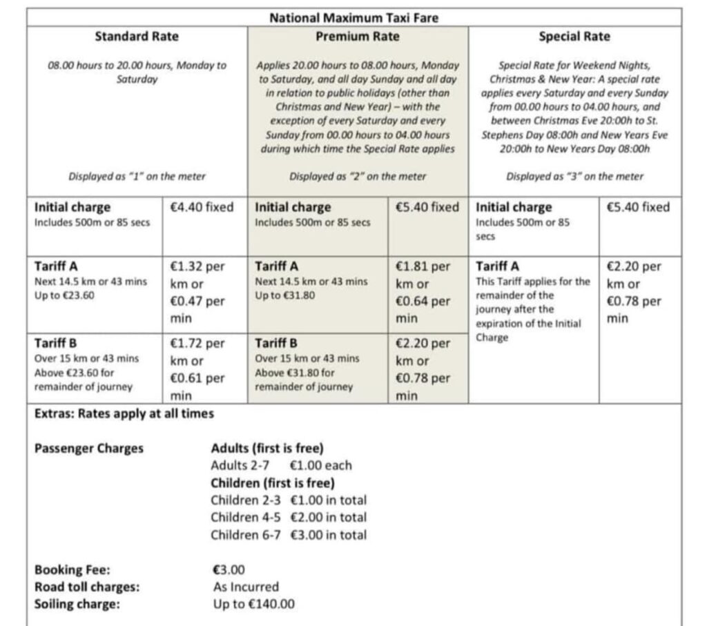 taxi fare rate